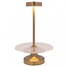 Πιατέλα Γυάλινη-Μεταλλική Με Φως Διάφανη-Χρυσή 25x40εκ. iliadis 88504