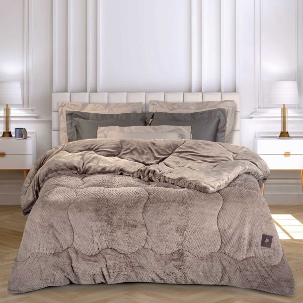 Κουβερτοπάπλωμα Faux Fur King 240x250εκ. Essential 3953 Taupe Greenwich Polo Club