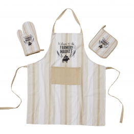 Σετ Κουζίνας 3τμχ Βαμβακερό Kitchen 0864 Ecru Das Home