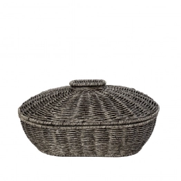 Καλάθι Με Καπάκι Ψάθινο Γκρι ESPIEL 33x22x15εκ. KOD241