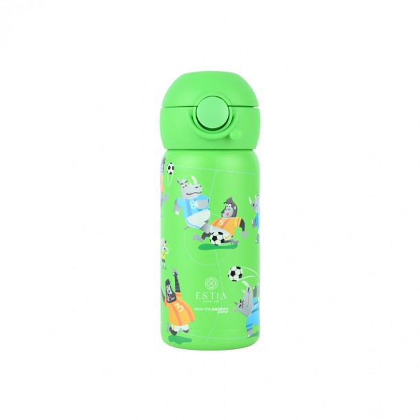 Θερμός Παιδικό Ανοξείδωτο Με Καλαμάκι Jungle Kick 350ml-7x7x18εκ. Save The Aegean Estia 01-33095