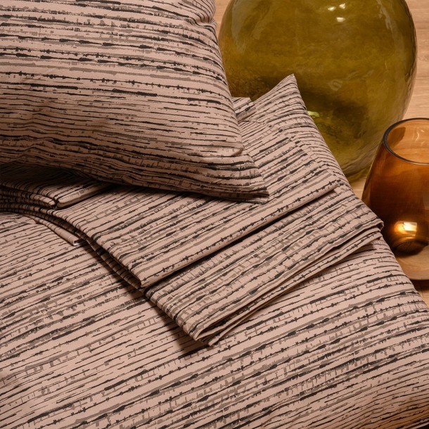 Σετ Σεντόνι Με Μαξιλαροθήκη Polycotton Μονό Με Λάστιχο 100x200+32εκ. Cassio Beige Casual Line Mini Melinen 20004329