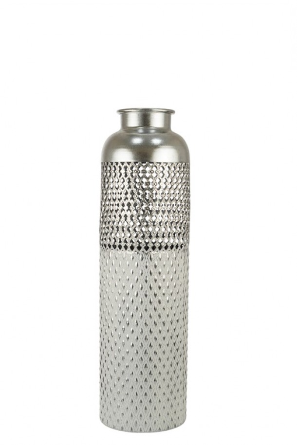 Βάζο Επιδαπέδιο Μεταλλικό Ασημί 15,8x15,8x55,5εκ. Zen Collection 24.13.50615