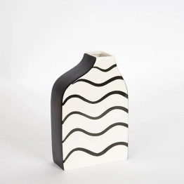 Βάζο Κεραμικό Μαύρο-Μπεζ 15x6x23εκ. ESTHETI 752-20198