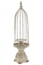 Κηροπήγιο Κλουβί Μεταλλικό Μπεζ Αντικέ 18x62εκ. Zen Collection 24.18.50045