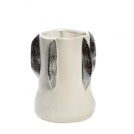 Βάζο Κεραμικό Λευκό-Ασημί ESPIEL 15,8x15,8x20,3εκ. NIX104
