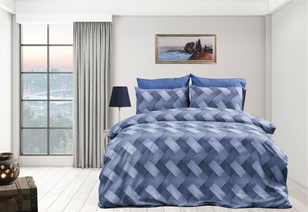 Σετ Σεντόνια Polycotton Μονά 160x240εκ. Αλκμήνη 454 Blue DimCol
