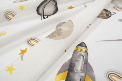 Πάνα Χασέ Βαμβακερή 80x80εκ. Space Mission 183 White-Grey DimCol