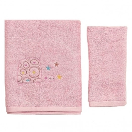 Σετ Πετσέτες 2τμχ Μπεμπέ Βαμβακερές Tortoise Ροζ 50241