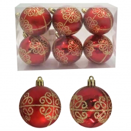 Σετ Μπάλες 6τμχ Ντεκόρ Κόκκινες Δ6εκ. Xmasfest 93-2824