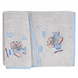 Σετ Πετσέτες 2τμχ Βαμβακερές Bebe Με Κέντημα Essential 8851 Μπλε-Γκρι Greenwich Polo Club