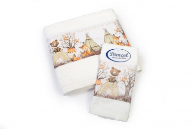 Σετ Πετσέτες 2τμχ Μπεμπέ Βαμβακερές Forest Animals 335 White DimCol