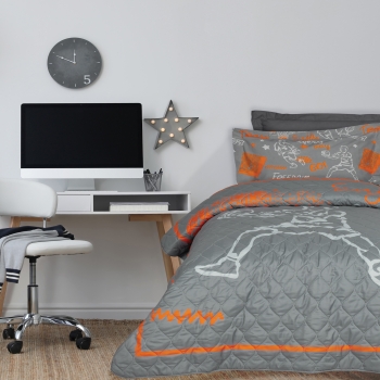 Κουβερλί Microfiber Μονό 160x220εκ. Kid Line 4941 Πορτοκαλί-Γκρι Das Kids
