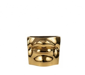 Βάζο Κεραμικό Χρυσό Χείλη 15x9x12εκ. Zen Collection 24.21.50853