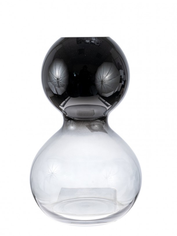 Βάζο Χειροποίητο Γυάλινο Γκρι-Μαύρο 22x35εκ. Zen Collection 25.25.51452