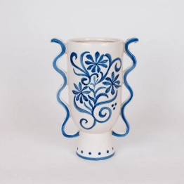 Βάζο Κεραμικό Λευκό-Μπλε 22,5x14x31εκ. ESTHETI 819-00371