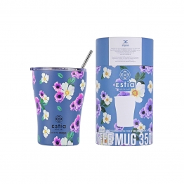 Θερμός-Ποτήρι Ανοξείδωτο Bermuda Garden Blue Save The Aegean Estia 350ml-7x13εκ. 01-16883