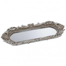 Διακοσμητικός Δίσκος Polyresin Ασημί Με Καθρέπτη 33,5x14x2,5εκ. iliadis 89731