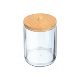 Κουτί Αποθήκευσης Για Δίσκους Ντεμακιγιάζ Με Καπάκι Πλαστικό-Bamboo Essentials Estia 7x7x12εκ. 02-17651