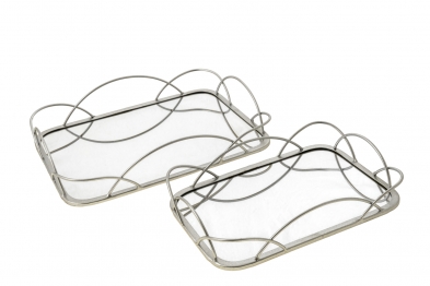 Δίσκος Σετ 2τμχ Μεταλλικός Ασημί 36x7,5εκ.-30x6εκ. Zen Collection 24.4.48613