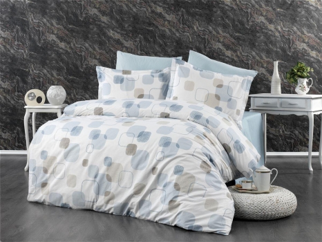 Σετ Σεντόνια 4τμχ Βαμβακερά King 240x270εκ. Μελίνα 707 White-Light Blue DimCol 33112325007