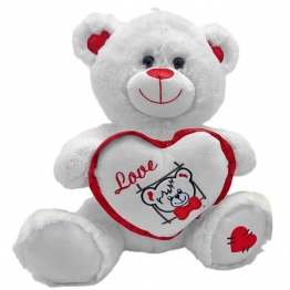 Αρκουδάκι Λούτρινο Λευκό Με Καρδιά 30εκ. ToyMarkt 79-527