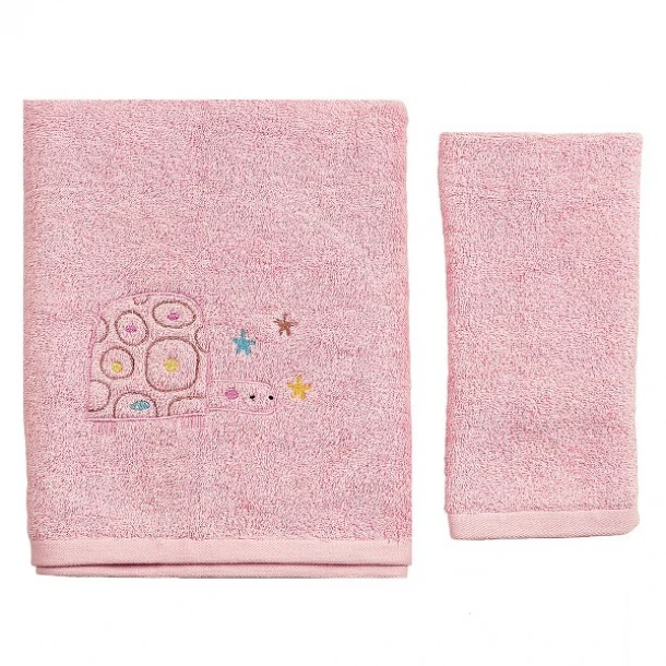 Σετ Πετσέτες 2τμχ Μπεμπέ Βαμβακερές Tortoise Ροζ 50241