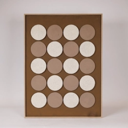 Πίνακας Καμβάς-Ξύλινος Με 3D Κύκλους Καφέ-Μπεζ 60x2,9x80εκ. ESTHETI 812-20020