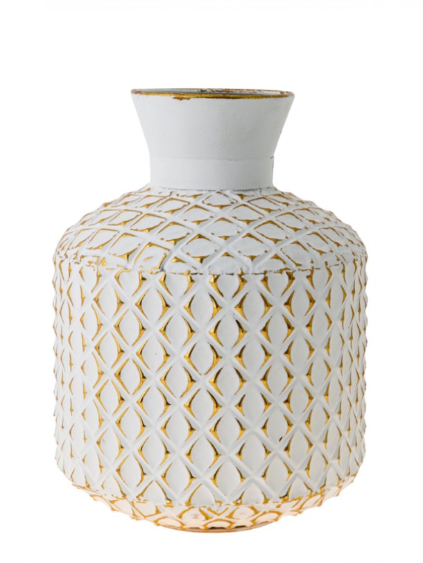 Βάζο Μεταλλικό Χρυσό-Λευκό 27x37,5εκ. Zen Collection 24.27.49923
