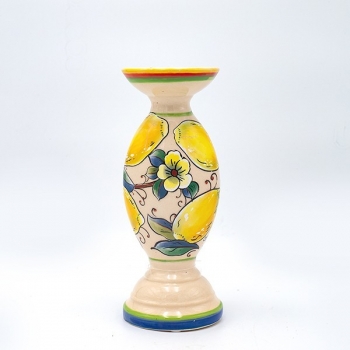 Κηροπήγιο Κεραμικό Μπεζ-Multi Με Λεμόνια 10x25εκ. ESTHETI 819-00181