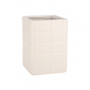 Ποτηροθήκη Κεραμική Λευκή 7,5x7,5x11εκ. Tiles Estia 02-27735