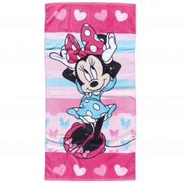 Πετσέτα Θαλάσσης Βαμβακερή 70x140εκ. Minnie Hearts 5862 Μέντα-Φούξια Disney
