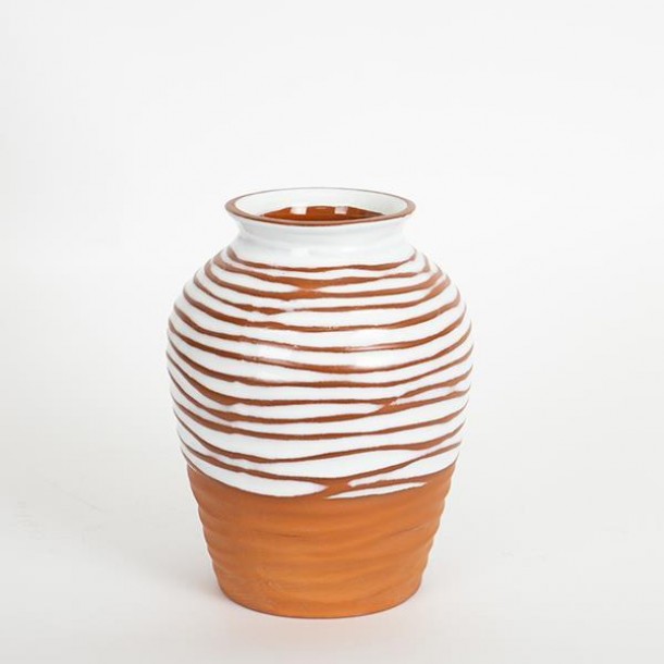 Βάζο Κεραμικό Terracotta-Λευκό 15,6x15,6x19,8εκ. ESTHETI 752-20234