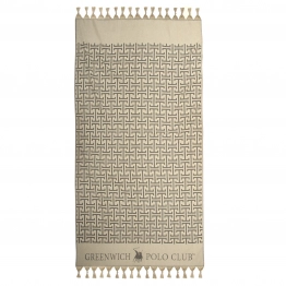 Πετσέτα Θαλάσσης-Παρεό Βαμβακερή 90x170εκ. Essential 4057 Μαύρη-Μπεζ Greenwich Polo Club
