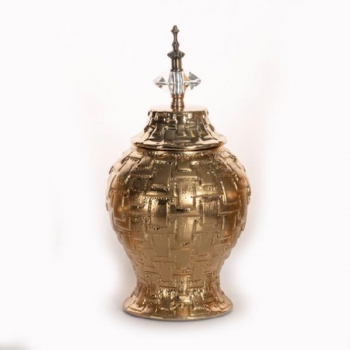 Βάζο Με Καπάκι Κεραμικό Χρυσό 16x16x33εκ. ESTHETI 752-20040