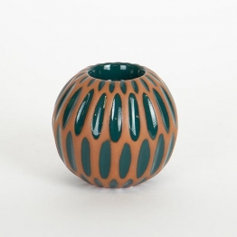 Κηροπήγιο Ρεσώ Κεραμικό Terracotta-Πράσινο 9,3x8,4εκ. ESTHETI 752-25016