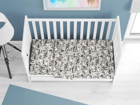 Σετ Σεντόνια Φανελένια Κούνιας 120x160εκ. Panda Bear 96 Grey DimCol