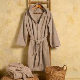 Μπουρνούζι Ενηλίκων Βαμβακερό Medium Bloom Beige Melinen 20003879