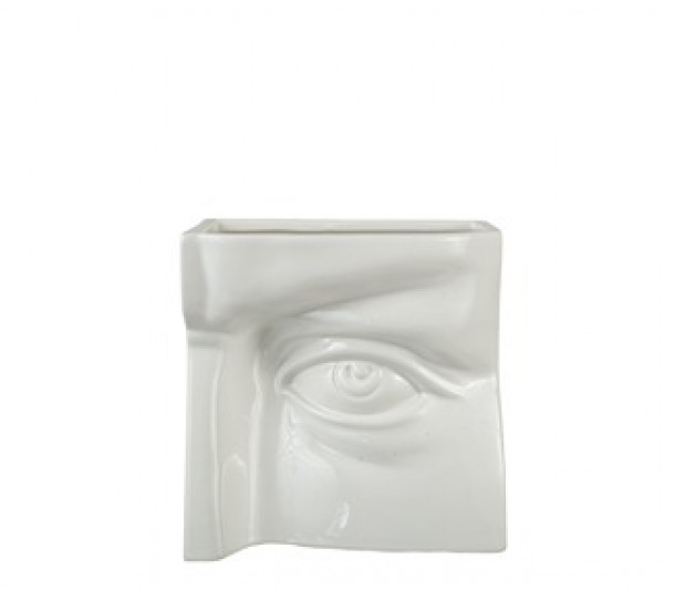 Βάζο Κεραμικό Λευκό Μάτι 16,5x1,5x16εκ. Zen Collection 24.21.50854