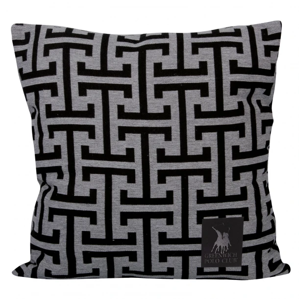 Διακοσμητικό Μαξιλάρι Polycotton 40x40εκ. Throws 3901 Μαύρο-Γκρι Greenwich Polo Club