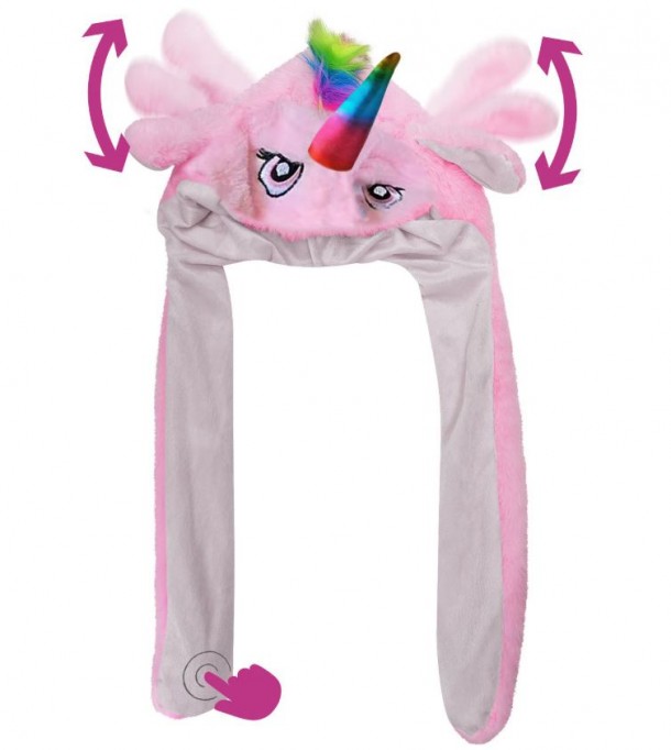 Σκούφος Μονόκερος Με Κίνηση Στα Αυτιά Ροζ 35x50εκ. Carnavalista 3-2395