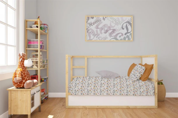 Σετ Σεντόνια 3τμχ Βαμβακερά Κούνιας 120x160εκ. Fox 527 Grey DimCol