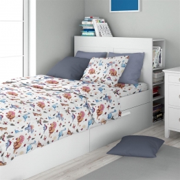 Σετ Σεντόνια 3τμχ Βαμβακερά Μονά 160x240εκ. Dinosaur 519 White-Blue Dimcol