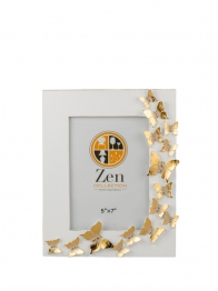 Κορνίζα Polyester Λευκή-Χρυσή Πεταλούδες 13x18εκ. Zen Collection 25.2.50712