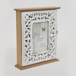 Κλειδοθήκη Ξυλόγλυπτη Λευκή-Natural 22x6x26,5εκ. ESTHETI 752-11011
