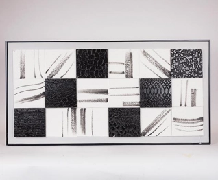 Πίνακας Καμβάς Τετράγωνα Λευκός-Μαύρος 122x4,5x62εκ. ESTHETI 812-10019