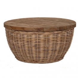 Τραπεζάκι Σαλονιού Στρογγυλό Rattan Καφέ-Γκρι 65x34εκ. iliadis 87891