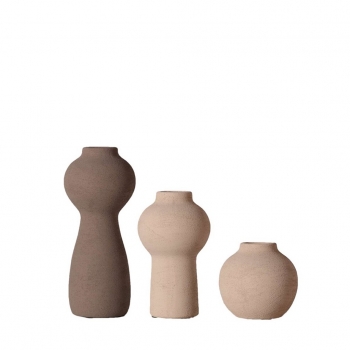 Σετ 3τμχ Βάζο Κεραμικό Καφέ-Μπεζ ESPIEL 24εκ./17εκ./10,3εκ. TOF264