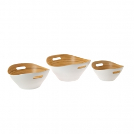 Μπωλ Σερβιρίσματος Σετ 3τμχ Bamboo Λευκό-Natural 35x30x16εκ.-30x25x13εκ.-25x21x12εκ. iliadis 85244