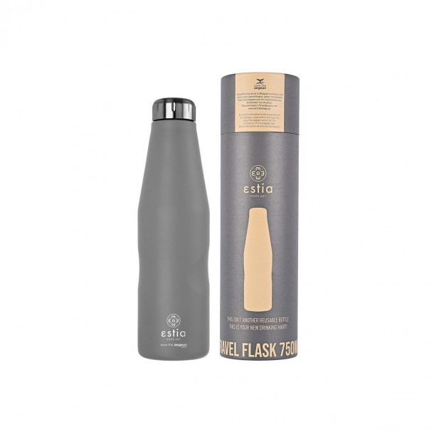 Θερμός-Μπουκάλι Ανοξείδωτο Fjord Grey Flask Save The Aegean Estia 750ml-7,9x7,9x27,8εκ. 01-9823